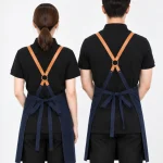 Tạp dề jeans cao cấp phối da