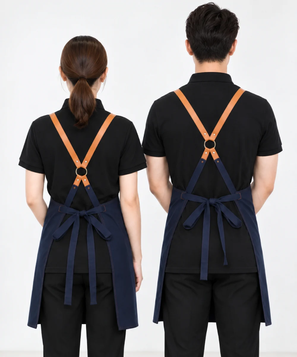 Tạp dề jeans cao cấp phối da