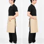 Tạp dề ngang dáng dài túi đôi đính đinh tán