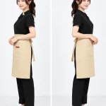 Tạp dề ngang dáng dài túi đôi đính đinh tán