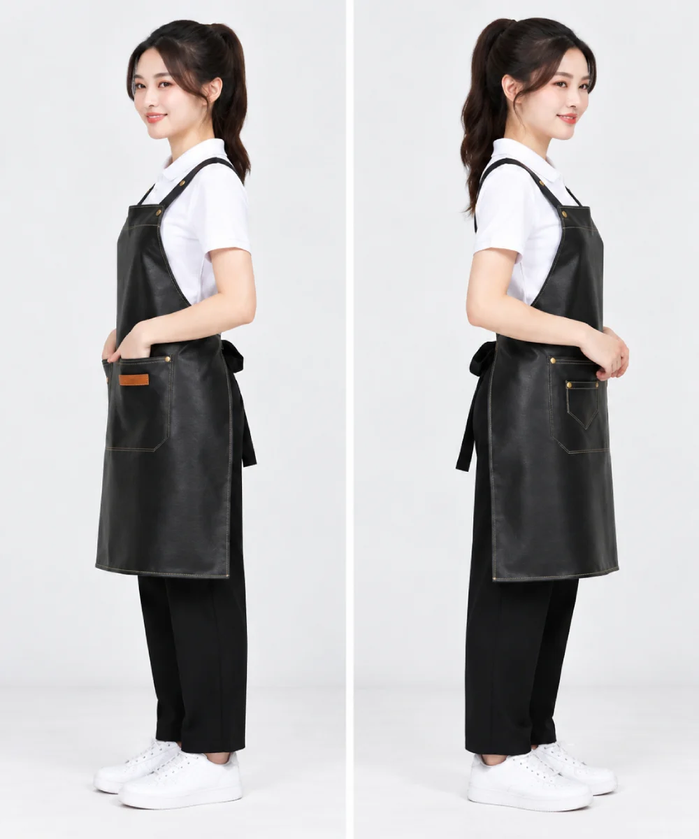 Tạp dề yếm da chống thấm dây đeo đinh tán