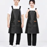 Tạp dề yếm da chống thấm dây đeo đinh tán