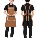 Tạp dề yếm túi khóa kéo viền phối