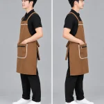 Tạp dề yếm túi khóa kéo viền phối