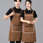 Tạp dề yếm túi khóa kéo viền phối