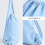 Túi dây rút vải cotton màu da trời nhạt