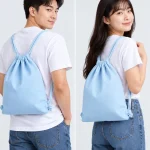 Túi dây rút vải cotton màu da trời nhạt