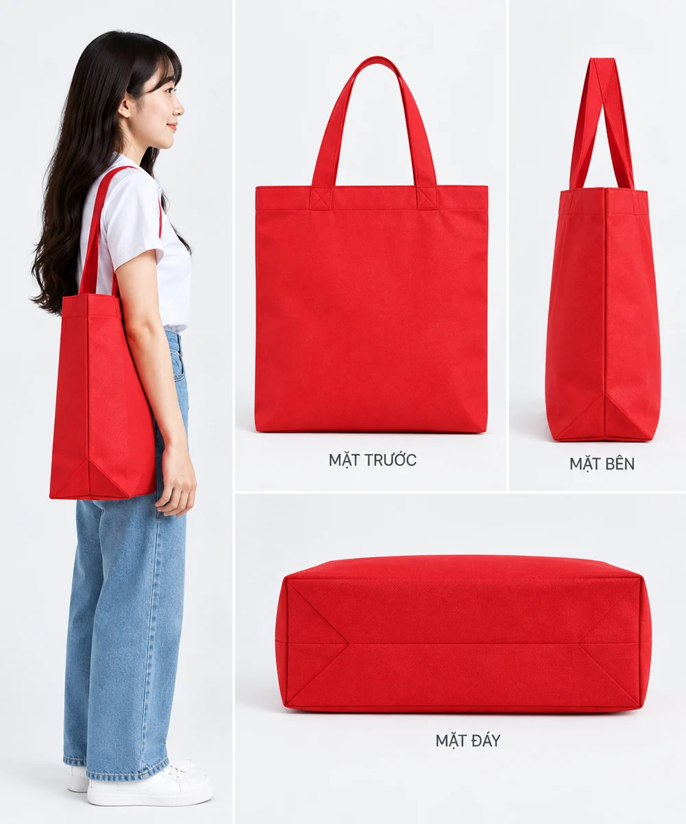 Túi vải không dệt màu đỏ