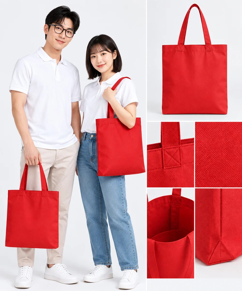 Túi vải không dệt màu đỏ